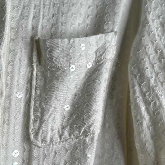 Anthropology pilcro white button down sequins top size 1x - Picture 8 of 11